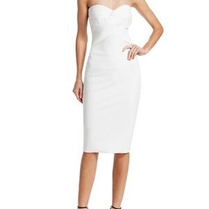 NWT CHIARA BONI WHITE COCKTAIL STRAPLESS DRESS